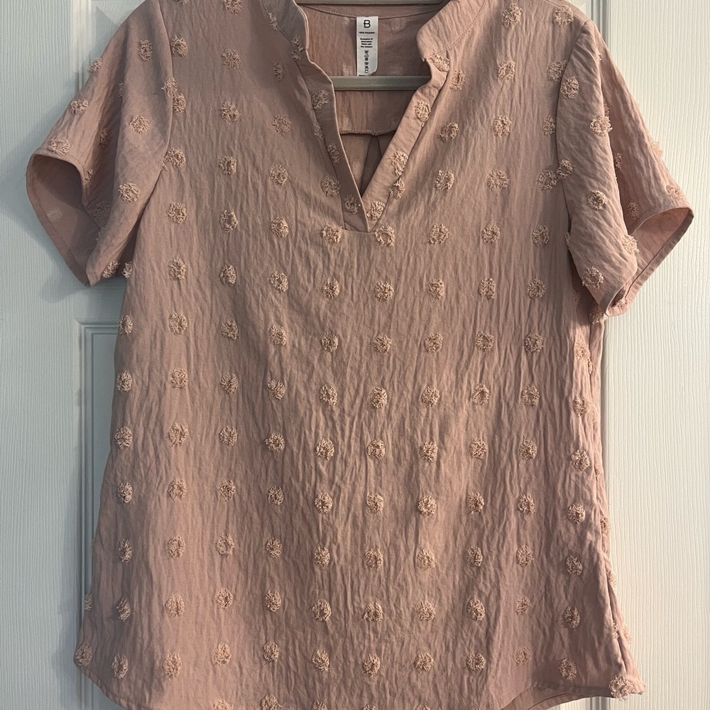 Pink Relaxed Embellished Blouse with Mandarin Collar